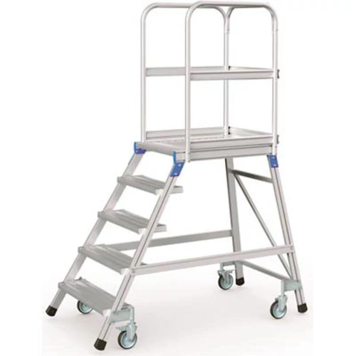 Mobil emelvénylépcső, egy oldalas, emelvény mérete 600x800 mm, 5 lépcsőfok emelvénnyel, állómagasság 1200 mm, súly 35 kg