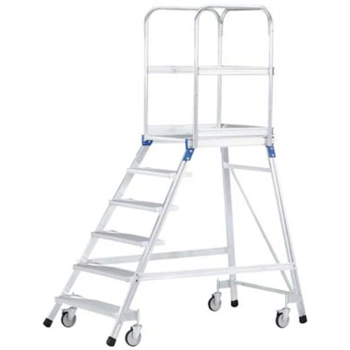 Mobil emelvénylépcső, egy oldalas, emelvény mérete 600x800 mm, 6 lépcsőfok emelvénnyel, állómagasság 1440 mm, súly 38,4 kg