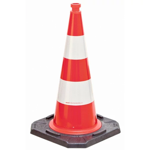 Fényvisszaverő kúp, BASt jóváhagyással, RA1 típusú fényvisszaverő fólia, magasság 750 mm