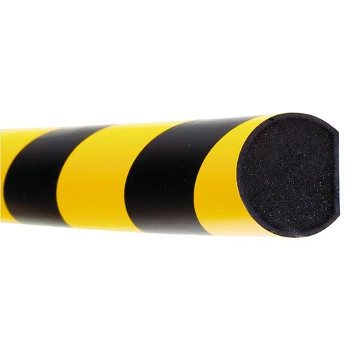 Figyelmeztető és védőprofil, felületvédelem, kör keresztmetszet, 40x32 mm, sárga/fekete, mágneses, hossz 1000 mm