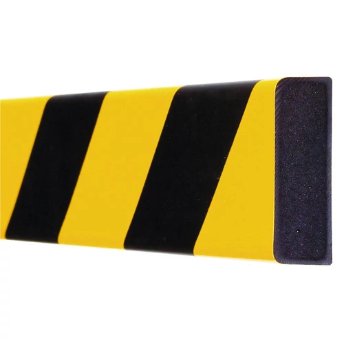 Figyelmeztető és védőprofil, felületvédelem, négyszög keresztmetszet, 60x20 mm, sárga/fekete, mágneses, hossz 1000 mm