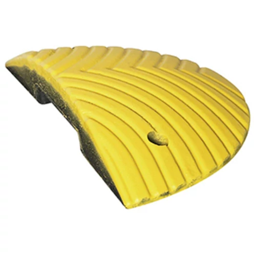 Forgalomlassító küszöb, újrahasznosítható műanyagból, 30 km/h haladási sebességhez, végelem, sárga szín, SZxHxM 250x500x30 mm