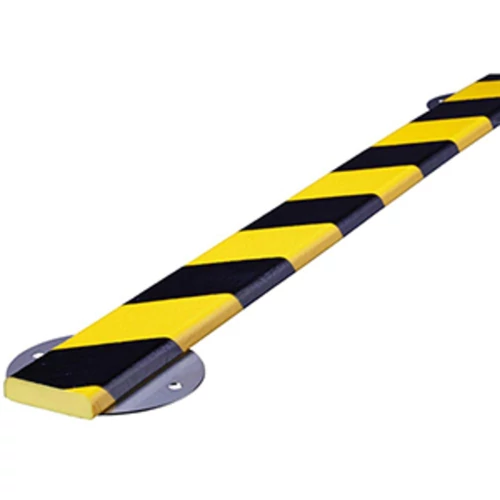 Felületvédő profil, négyszög keresztmetszet, SZxM 40x11 mm, rozsdamentes acél hátlappal, sárga/fekete, hossz 1000 mm