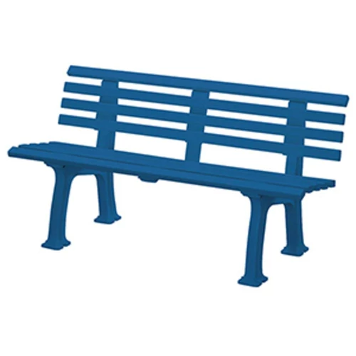 Műanyag parkpad 2 lábbal, 5 férőhely és 4 háttámla léccel 50x30 mm, szélesség 1500 mm, kék