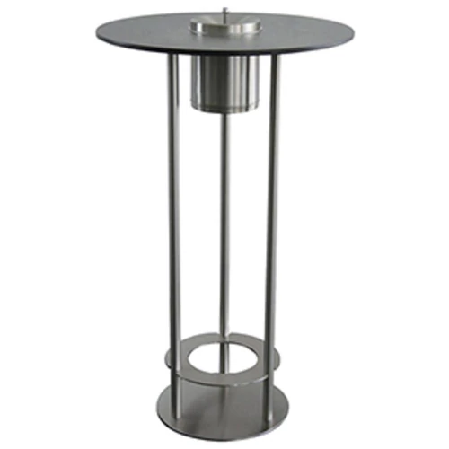 Dohányzó bárasztal beépített hamutartóval 6 l, átmérő x magasság 675 x 1130 mm, szálcsiszolt rozsdamentes acél