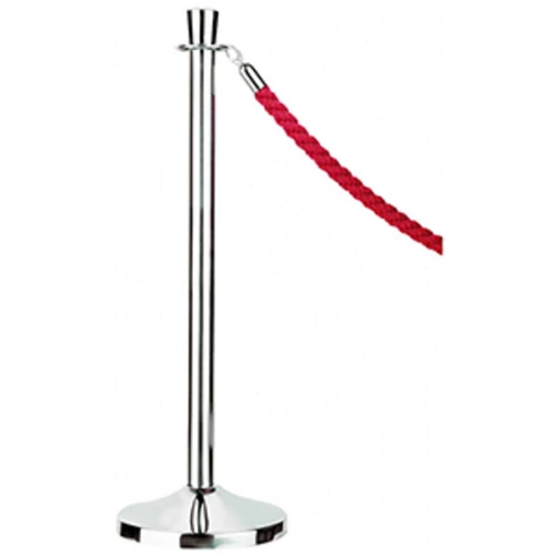 Kötélállvány, krómozott kivitel, piros nylon zsinórral, magasság 0,95 m, láb átm. 0,32 m súly 12,5 kg