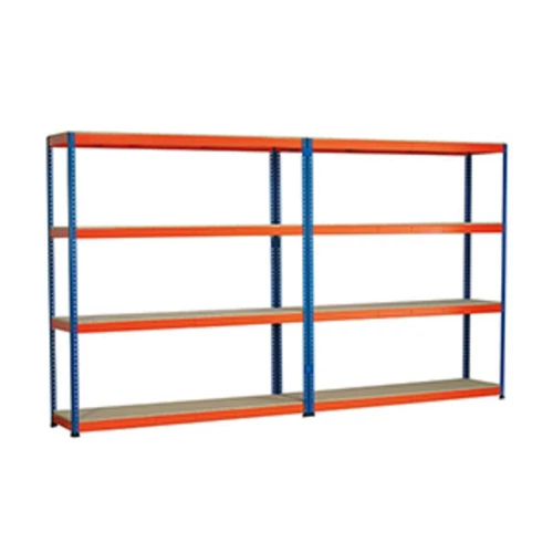 Nagy szélességű polc, 2 egység egyenként 4 rekeszszinttel, polcszélesség 2146 mm, 4 polccsatlakozó, SZxMxM 4304x621x2438 mm