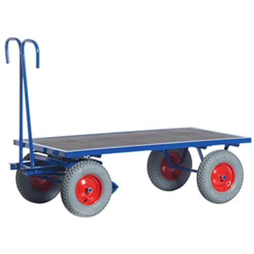 Kézikocsi oldalfalak nélkül, rakodófelület LxW 2000x1000 mm, teherbírás 1000 kg, TPE gumi 400x80 mm
