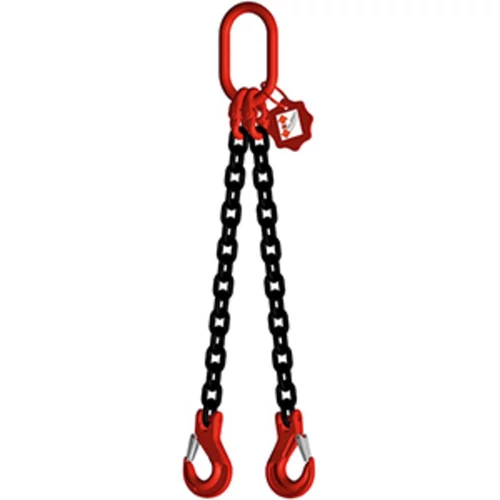 Függesztőlánc, 2 szál, 8-as fokozat, teherbírás 45 fok/60 fok 1600/1120 kg, lánc átm. 6 mm, hasznos hossza 1 m