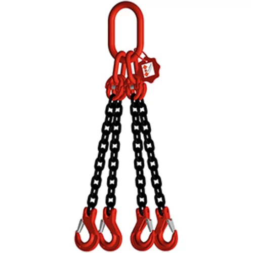 Függesztőlánc, 4 szál, 8-as fokozat, teherbírás 45 fok/60 fok 4250/3000 kg, lánc átm. 8 mm, effektív hossza 1 m