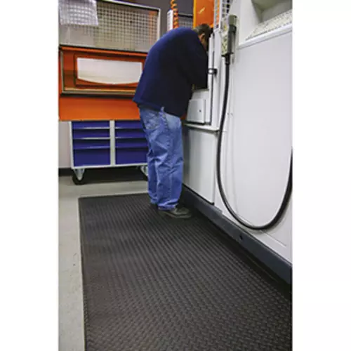 Munkahelyi szőnyeg PVC-ből, fekete, könnycsepp mintával, anyagvastagság 9 mm, szélesség 900 mm, hossza 18,3 m