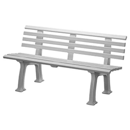 Műanyag parkpad 2 lábbal, 5 férőhely és 4 háttámla léccel 50x30 mm, szélesség 1500 mm, fehér
