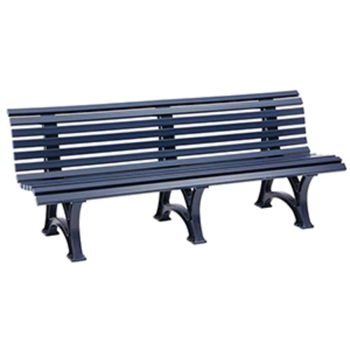 Műanyag parkpad 3 lábbal, 6 férőhely és 7 háttámla léccel 50x30 mm, szélesség 2000 mm, kék