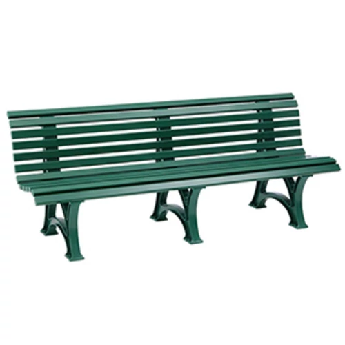 Műanyag parkpad 3 lábbal, 6 férőhely és 7 háttámlával 50x30 mm, szélesség 2000 mm, zöld