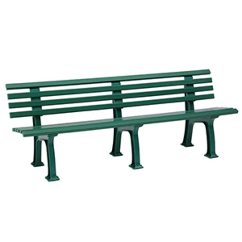Műanyag parkpad 3 lábbal, 5 férőhely és 4 háttámla léccel 50x30 mm, szélesség 2000 mm, zöld