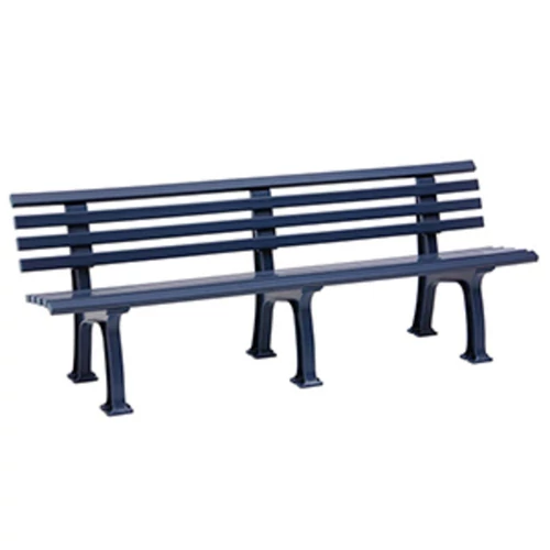 Műanyag parkpad 3 lábbal, 5 férőhely és 4 háttámla léccel 50x30 mm, szélesség 2000 mm, kék