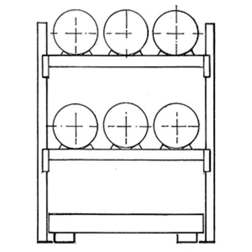 Dobtartó, alapegység, 6x60 l-es hordókhoz, vízszintes tároló, csepegtető tálcával 285 l, SZxMxM 1350x850x2000 mm