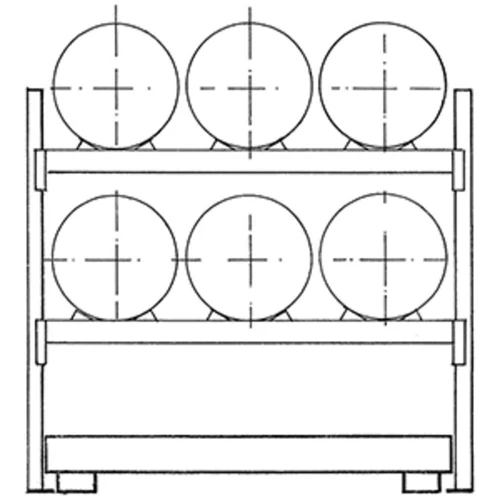 Dobtartó, alapegység, 6x200 l-es hordókhoz, vízszintes tároló, csepptálcával 375 l, SZxMxM 2225x850x2000 mm