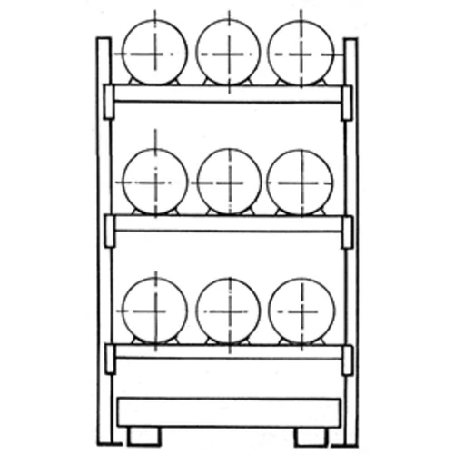Dobtartó, alapegység, 9x60 l-es hordókhoz, vízszintes tároló, csepegtető tálcával 285 l, SZxMxM 1350x850x2500 mm