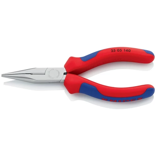 Tűfogó, hossza 140 mm, lapos/kerek, egyenes többkomponensű markolat KNIPEX