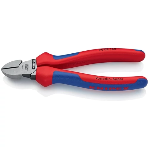 Oldalcsípő fogó, hossz 160 mm, polírozott fej Többkomponensű markolat, max. 2 mm KNIPEX