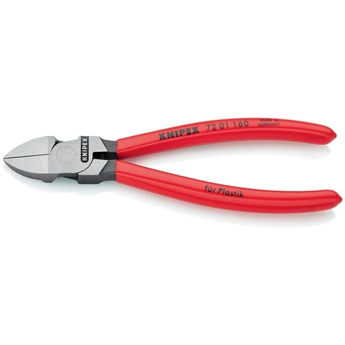 Oldalcsípő fogó műanyagokhoz teljes hossza 160 mm polírozott egyenes KNIPEX műanyag bevonat