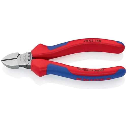 Oldalcsípő fogó, hossz 140 mm, polírozott fej Többkomponensű markolat max. 1,8 mm KNIPEX