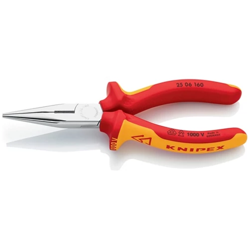 Tűfogó DIN ISO 5745 hosszúság 160 mm lapos/kerek egyenes többkomponensű markolat VDE KNIPEX