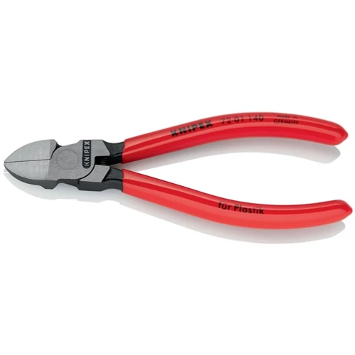Oldalcsípő fogó műanyagokhoz teljes hossza 140 mm polírozott egyenes KNIPEX műanyag bevonat