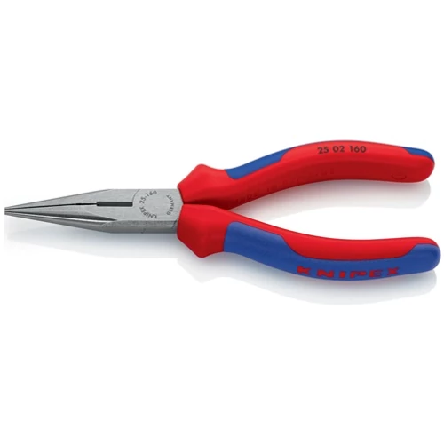 Tűfogó, hossza 160 mm, lapos/kerek egyenes polírozott KNIPEX többkomponensű markolat