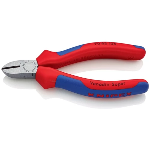 Oldalcsípő fogó, hossz 125 mm, polírozott fej Többkomponensű markolat max. 1,5 mm KNIPEX