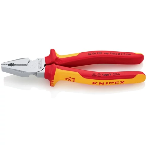 Nagy teherbírású kombinált fogó, hossza 200 mm, krómozott, többkomponensű markolat VDE KNIPEX