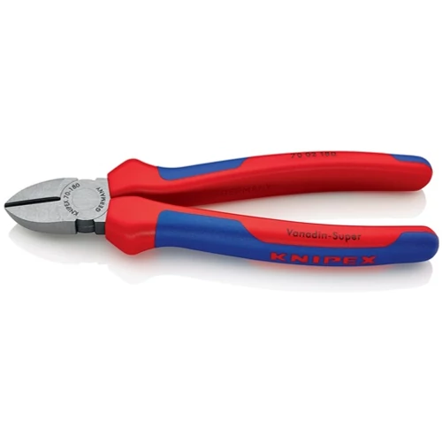 Oldalcsípő fogó, hossz 180 mm, polírozott fej Többkomponensű markolat max. 2,5 mm KNIPEX