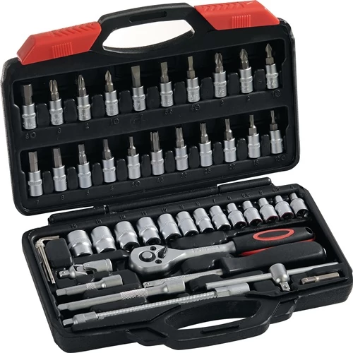 Dugókulcs készlet 45 darab 1/4 hüvelykes csavarkulcs méretek 4-14 mm fogak száma 72 imbusz