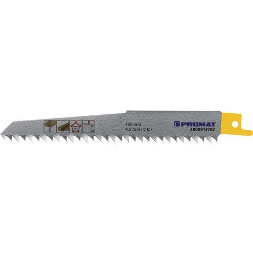 Szablyafűrészlap Hosszúság 150 mm Szélesség 19 mm Fogosztás TPI 6 4,2 mm mart, készlet, ferde élezés 5 db