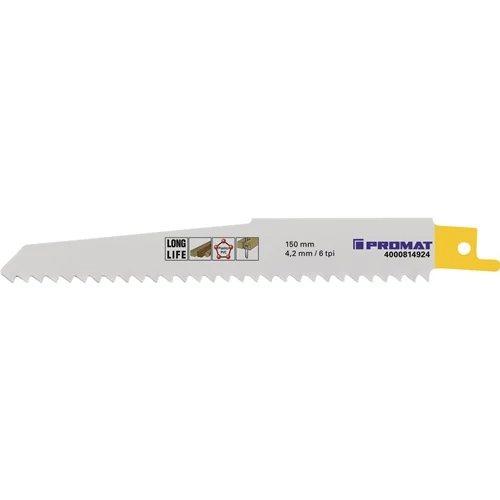 Szablyafűrészlap hossz 150 mm szélesség 19 mm fogosztás TPI 6 4,2 mm mart, készlet 5 db