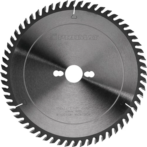Precíziós körfűrészlap 250 mm fogak száma 60 furat 30 mm vágási szélesség 3,2 mm keményfém