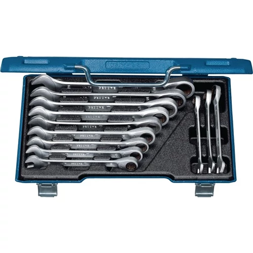 Nyitott végű racsnis kulcs készlet 7 R-012 12 db csavarkulcs méretek 8-19 mm egyenes