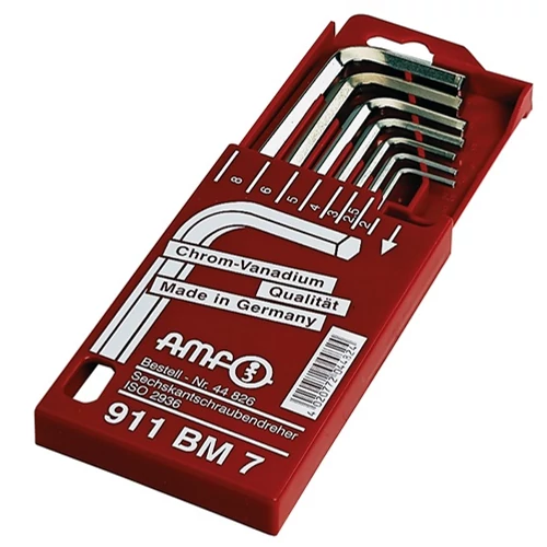 Imbuszkulcs készlet 911BM 7 részes csúszókazetta SW 2 - 8 mm rövid CrV acél