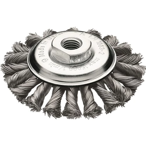 Kúpkefe D. 115 mm M14 huzalvastagság 0,5 mm acél 12 mm 15000 min-± LESSMANN