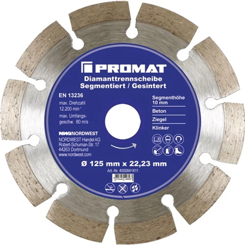 Gyémánt Vágókorong  115 mm furat 22,23 mm szegmentált 10 mm