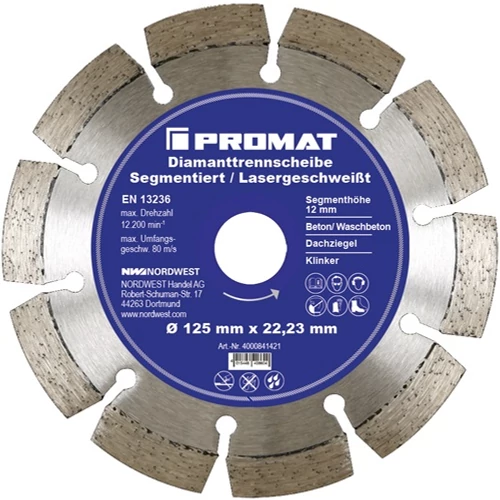 Gyémánt Vágókorong  180 mm furat 22, 23 mm lézerhegesztett 12 mm