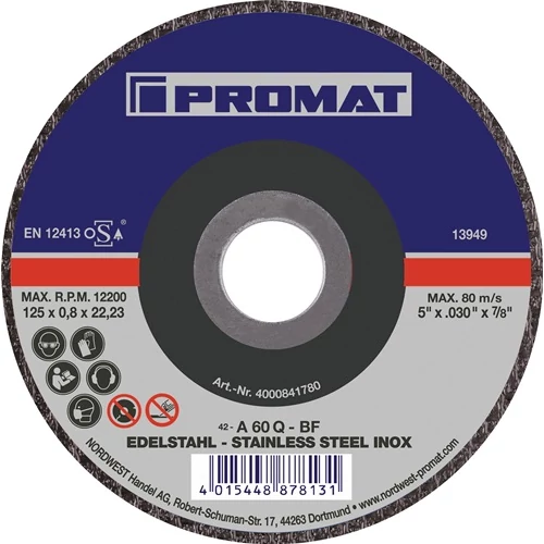 Vágókorong 125x0,8mm offset INOX furat 22,23 mm