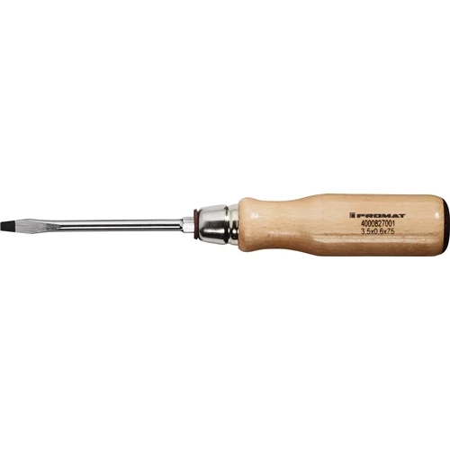 Csavarhúzó 3,5 mm hossza 75 mm Fa markolat Kerek