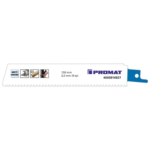 Szablyafűrészlap hossz 150 mm szélesség 25 mm fogosztás TPI 8 3,2 mm kártya a 1 db