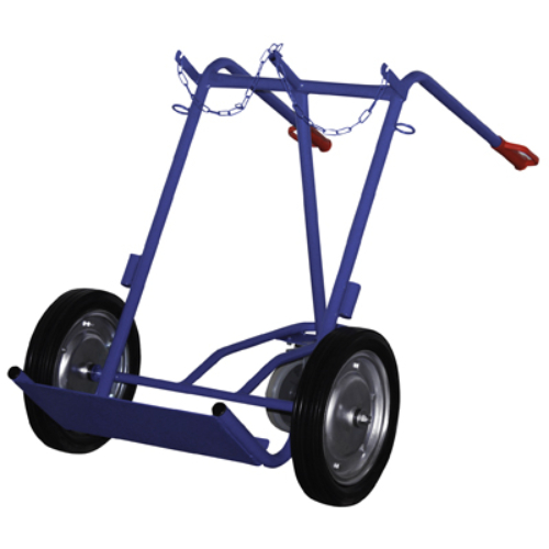 Molnár-kocsi, acél-flakonok mozgatásához, támasz-kerékkel, 2x40/50 litereshez, anyaga: acél-cső