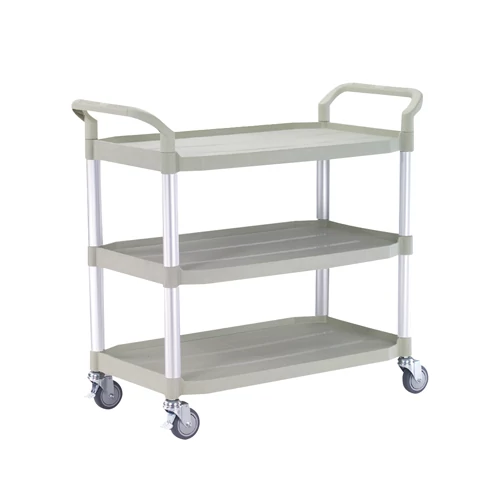 Több-célú kocsi könnyű terheléshez, anyaga: műanyag, 3 db rakodó-szint, SzxHxM: 520x1100x1000 mm