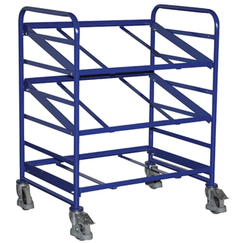 Euró-láda szállító-kocsi, 3 db nyitott kerettel, 2 db rögzíthető beálló-kerékkel, SzxMéxM: 935x665x1125 mm