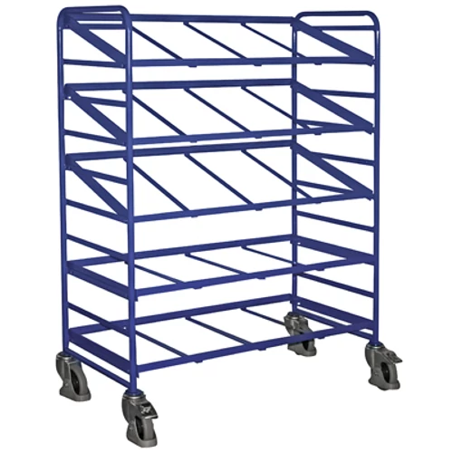 Euró-láda szállító-kocsi, 5 db nyitott kerettel, 2 db rögzíthető beálló-kerékkel, SzxMéxM: 1350x665x1695 mm